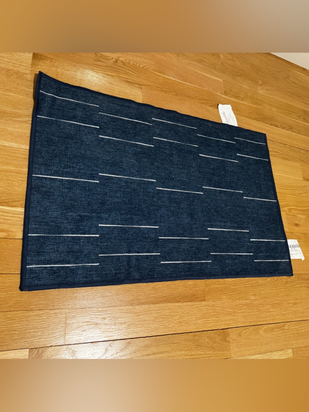 Ruggable 2'x3' Rug Cover & Classic Pad - Navy Blue/White Linear Design